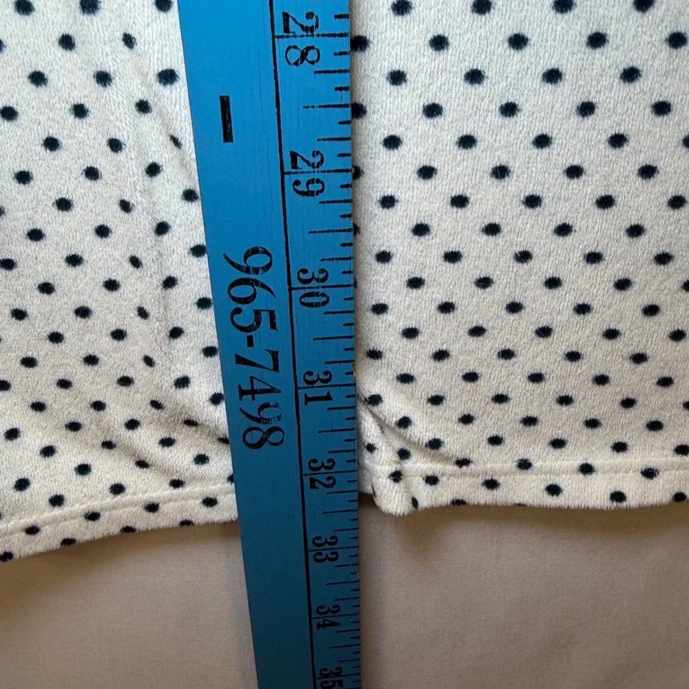 Nautica Sleepwear Womens Small Cream Polka Dot Long Sleeve Fleece Nightgown